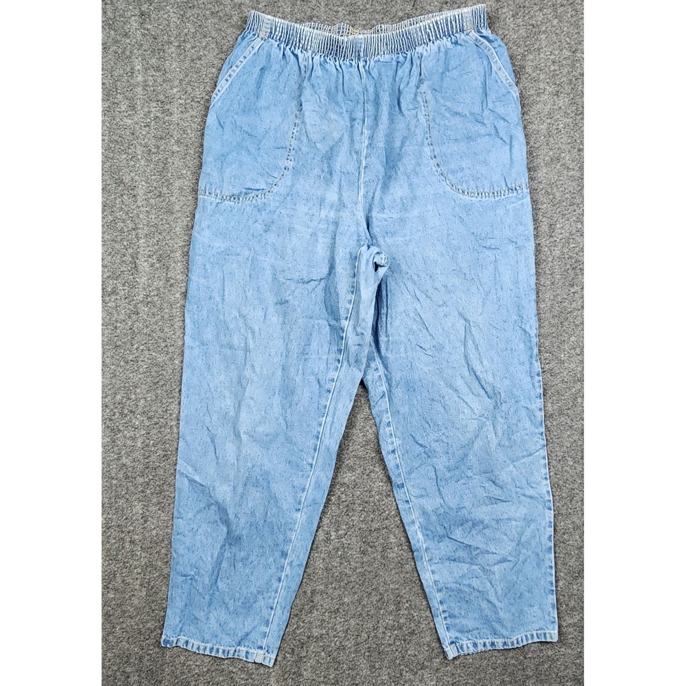 Sport Timer Denim Pants‎ Women 20W Light Blue Elastic Waist High Rise BX00010